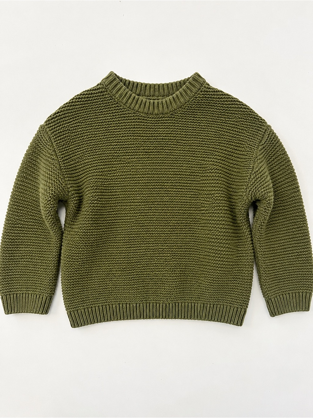 Zara Olive Crewneck Textured Knit Sweater - baby 18-24 month